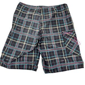 Quicksilver Shorts Mens 32 Black Neon Board Shorts‎ Multi Pockets Summer …